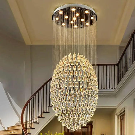 Custom Oval Large Luxury Project Staircase Chandelier Wedding Hall Decoration Chandelier Hotel Villa