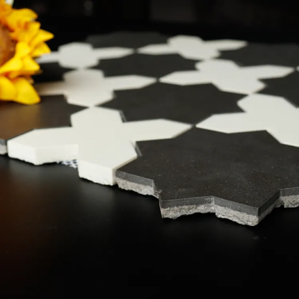 Black and White 30x30cm Bathroom Kitchen Backsplash Porcelain Mosaic Tile