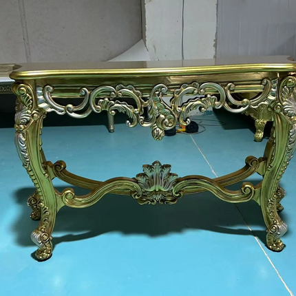 Royal Classic Solid Wood Gold Console Table European Entryway Table