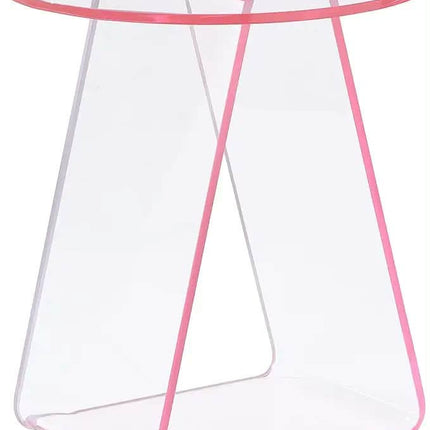 Modern Transparent Acrylic Side Table with Pink Edges Minimalist Design For Living Room Decor