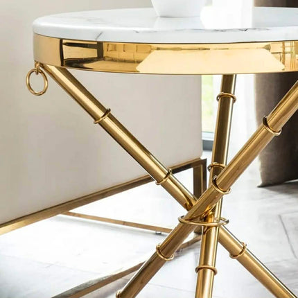 Gude Modern Luxury Stainless Steel Gold Marble Top Coffee Table With Titanium Planting Side Table