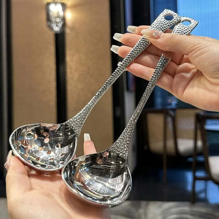 Internet Celebrity Stainless Steel Long Handle Soup Spoon Fish Scale Design Household Hot Pots Spoon Cutlery