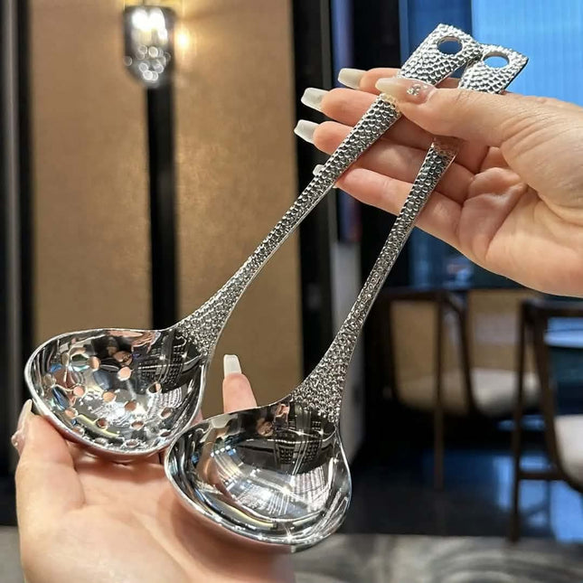 Internet Celebrity Stainless Steel Long Handle Soup Spoon Fish Scale Design Household Hot Pots Spoon Cutlery