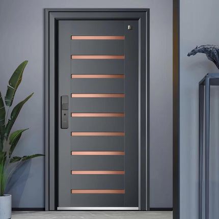 ZEKIN New Exterior Luxury Aluminum Alloy Entrance Door Pivot Entry Front Doors For Houses Modern Front Doors Smart Security Gate