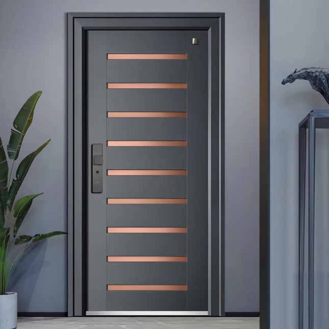 ZEKIN New Exterior Luxury Aluminum Alloy Entrance Door Pivot Entry Front Doors For Houses Modern Front Doors Smart Security Gate