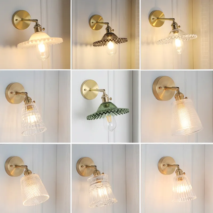 Glass Brass Bedside Decorative Indoor Led Modern Wall Lamp
