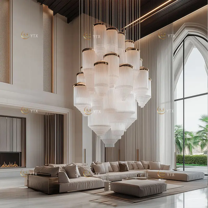 Modern Art Glass Pendant Banquet Hall Chandelier for Living Room Hotels Lobby Reception Desk