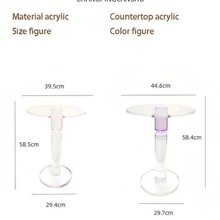 Round Transparent Gradient Acrylic Coffee Table – Metal Base, for Living Room & Bedroom Home Furniture Use