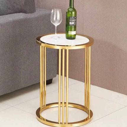 Modern Round Stainless Steel Table Base Marble Top Side Table Coffee Tea Table