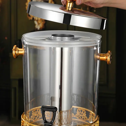 Luxury Commercial Catering Equipment 8L Gold Stainless Steel Plastic Beverage Dispenser Portable Cold Juice Dispenser
