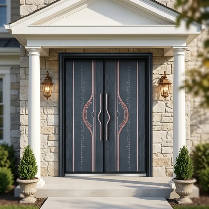 Customizable Copper-Aluminum-Steel Modern Design Anti-Theft Front Entrance Metal Security Door Entry Door For Villas