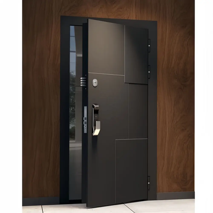 Customized Size Modern Finished Armored Security Front Pivot Door For Commercial Exterior Entrance