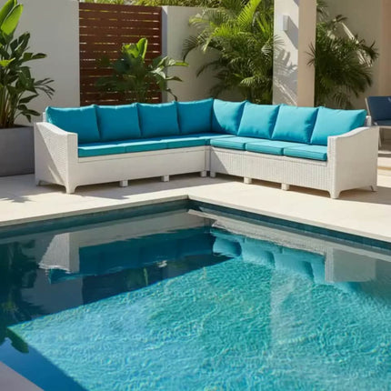 Luxury Durable Modern Outdoor Garden Patio Curved Sectional Rattan Synthetic Wicker Round With Removable Cushions Sofa Set
