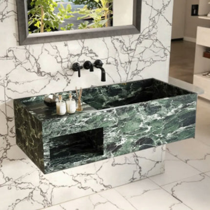 Luxury modern stone marble rock slab narrow edge deep sink waterproof polished bathroom cabinet hand washing kitchen outdoor
