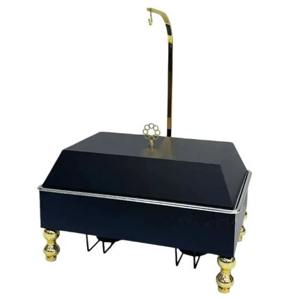 Stainless Steel Golden Buffet Catering Chafing Dish Rectangle 6L 50-70C Alcohol-Fueled Hanging Lid