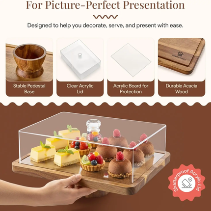 20-inch Bamboo Wood Eco-Friendly Rotating Tray Oversized And Durable For Cabinets Countertops Or Pantries