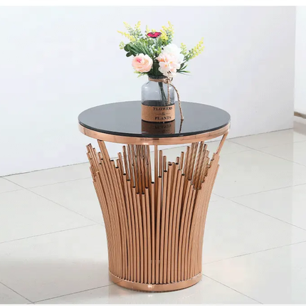 Modern Round Glass Gold Dining Table with Metal Frame 6 Chairs Set for Hotel & Home Office Use Home Furniture