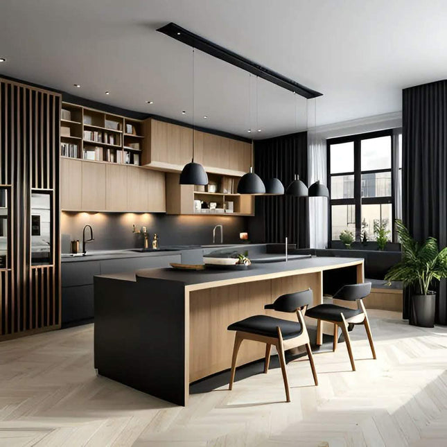 CBMmart Ready to Assemble Customized High End Fluted Panel Kitchen Cabinets Design Wood Veneer Kitchen Cabinet