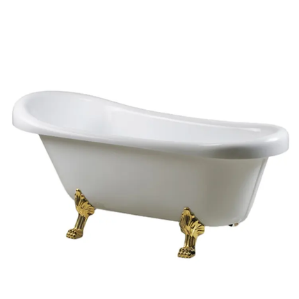 Black&White Classical Freestanding Zinc Alloy Claw Foot Acrylic Bathtub ABS Bath Tub with Gold Feet