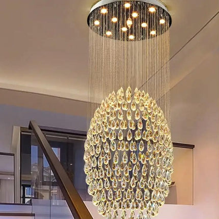 Custom Oval Large Luxury Project Staircase Chandelier Wedding Hall Decoration Chandelier Hotel Villa