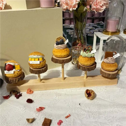 3 Tier Cupcake Stand Wood Cup Cake Tier Stand Farmhouse Tiered Tray Decor Set Wooden Serving Tray