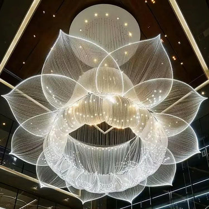 Large Crystal Pendant Flower Pattern Shaped Hotel Lobby Useful Ceiling Chandelier Customized for High Ceilings