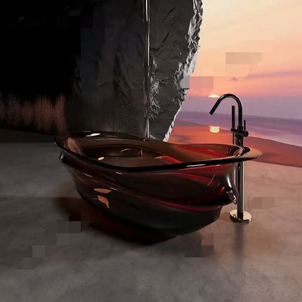 Solid Surface Translucent Royal Crystal Transparent Stone Resin Bathtub Soak Bathroom Transparent Tun Freestanding Hot Tubs