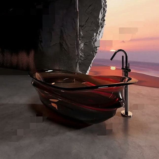 Solid Surface Translucent Royal Crystal Transparent Stone Resin Bathtub Soak Bathroom Transparent Tun Freestanding Hot Tubs