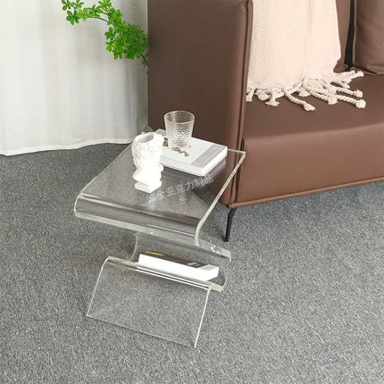 Modern Minimalist Z-Shaped Acrylic Sofa Side Table Convenient Storage Household Furniture