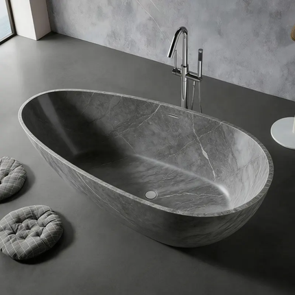 Artificial Stone Bathtub Customized Indoor Villa Decorative Solid Marble Craving Soaking Bath Tub Adult Bathtub