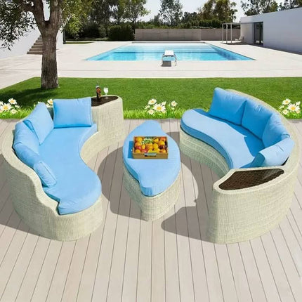 Luxury Patio Sofa Sets Outdoor Furniture Garden Patio Leisure Furniture Set Semi Circle Outdoor Rattan Sofa Set