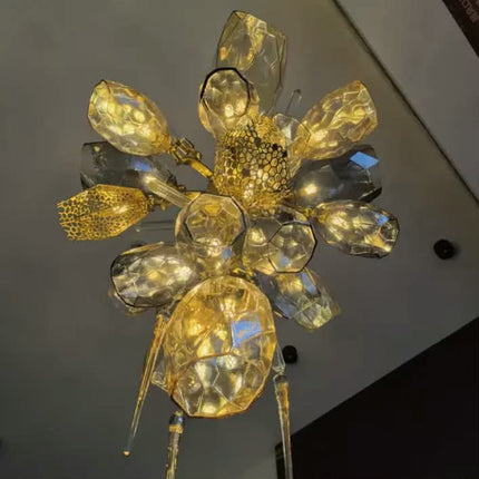 American Design Crystal Decorative Blown Creative Glass Ball Shade Chandelier Pendant Light for Villa Hotel Living Room