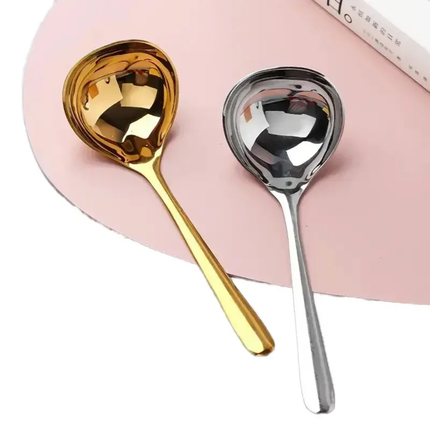 8inch Stainless Steel Mirror Polish Modern Luxury Large Serving Ladle Soup Spoon For Cooking Business Gifts With Custom Logo