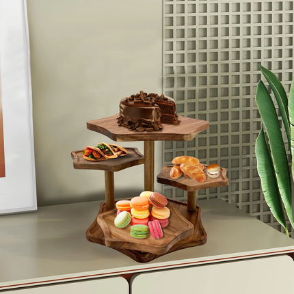Acacia Wood Multi-Layer Dessert Cake Stand For Wedding Party
