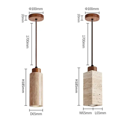 Wabi Sabi Stone LED Pendant Lamp Dimmable Postmodern Dining Room Bedside Living Room Hotel Restaurant Kitchen Hanging Travertine