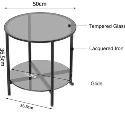 Nordic Style Luxury Small Round Side Tables Coffee Sofa Tempered Glass Corner Table For Living Room