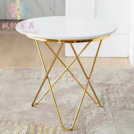 Nordic Luxury Design Modern Style Home Furniture Silver Golden Stainless Steel Base Round Marble Top Side Corner Table ST013