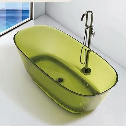 Freestanding Ordinary Transparent Resin Oval Bathtub wilt Full Skirt Light Luxury Design for Hotel Homestay Household Use