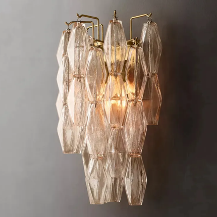 Modern Nordic Gold Light Smoke Glass Sconce Bedroom Hotel Bedside Crystal Wall Lamp For Living Room