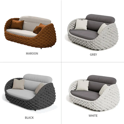 Nordic Style Rattan Furniture Sofa Set Modern Aluminum Frame Outdoor Garden Patio Couch Set Balcony Villa Resort Custom