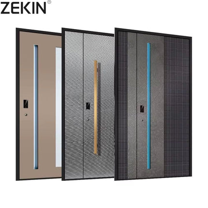 Customized Modern Contemporary Decorative Double Door Security Entry/Front/Exterior/Entrance Aluminum Soundproof Doors For Homes