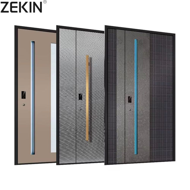 Customized Modern Contemporary Decorative Double Door Security Entry/Front/Exterior/Entrance Aluminum Soundproof Doors For Homes