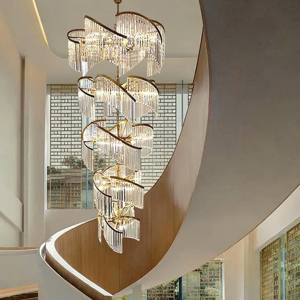 Custom Gold Crystal Exclusive Stair Custom Chandelier Modern Luxury Large Home Pendants
