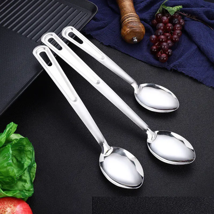 Stainless Steel Soup Ladle Long Handle Buffet Serving Spoon Thickened Public Hotel Slotted Spoon Set OEM