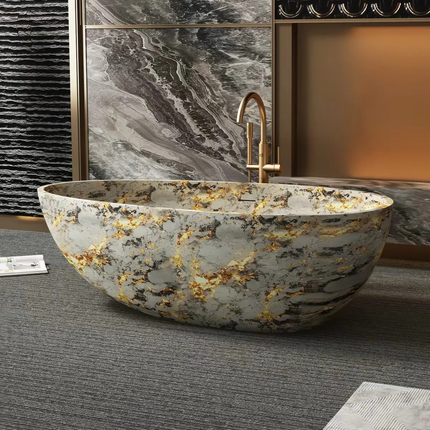 Artificial Cave Stone Oval Freestanding Bathtub Modern Simple High-End Bathroom For Home