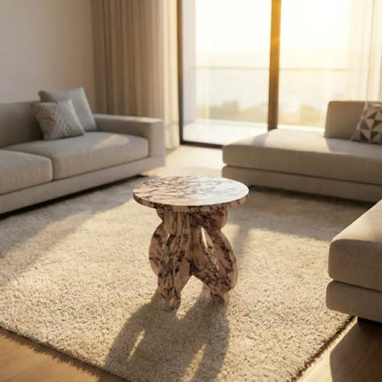 Spot Goods Manufacturer 275*275*315mm 10KG Natural Stone Calacatta Viola Marble Side Table