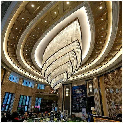 Custom Large Adjustable Height Square Oval Modern Luxury Hotel Lobby Banquet Hall Chandelier Light