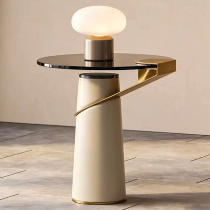 Modern Luxury Sofa Side Table Hotel Living Room Furniture Creative Design Metal Base Glass Top Small Corner Table