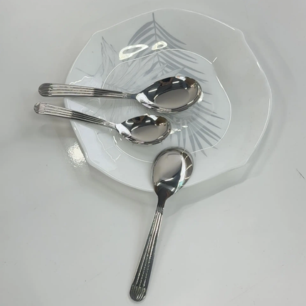OEM/ODM Roman-Column 304 Stainless Steel Hotel-Grade Thickened Flat-Bottom Soup Spoon Mirror Finish Modern Minimalist