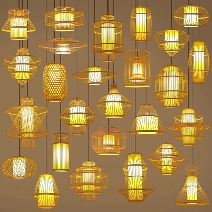 Bohemian Style Rattan Bamboo Woven Pendant Light, Staircase Light, Vintage Antique Ceiling Light, Vintage Pendant Light